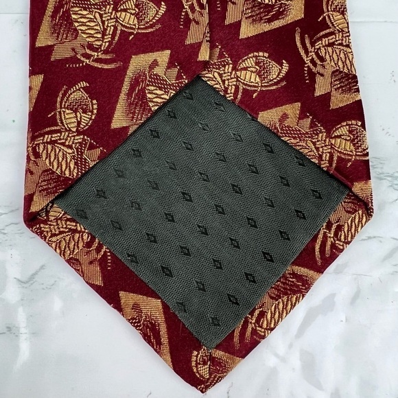 Audrey Buckner Mens Necktie Tie Burgundy Red Gold 100% European Silk Made In USA - Picture 6 of 8